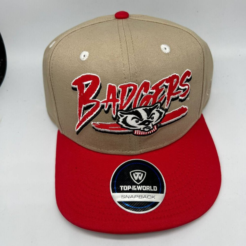 Wisconsin Badgers NCAA Top of the World Hat Snapback Cap Brown Red New Men